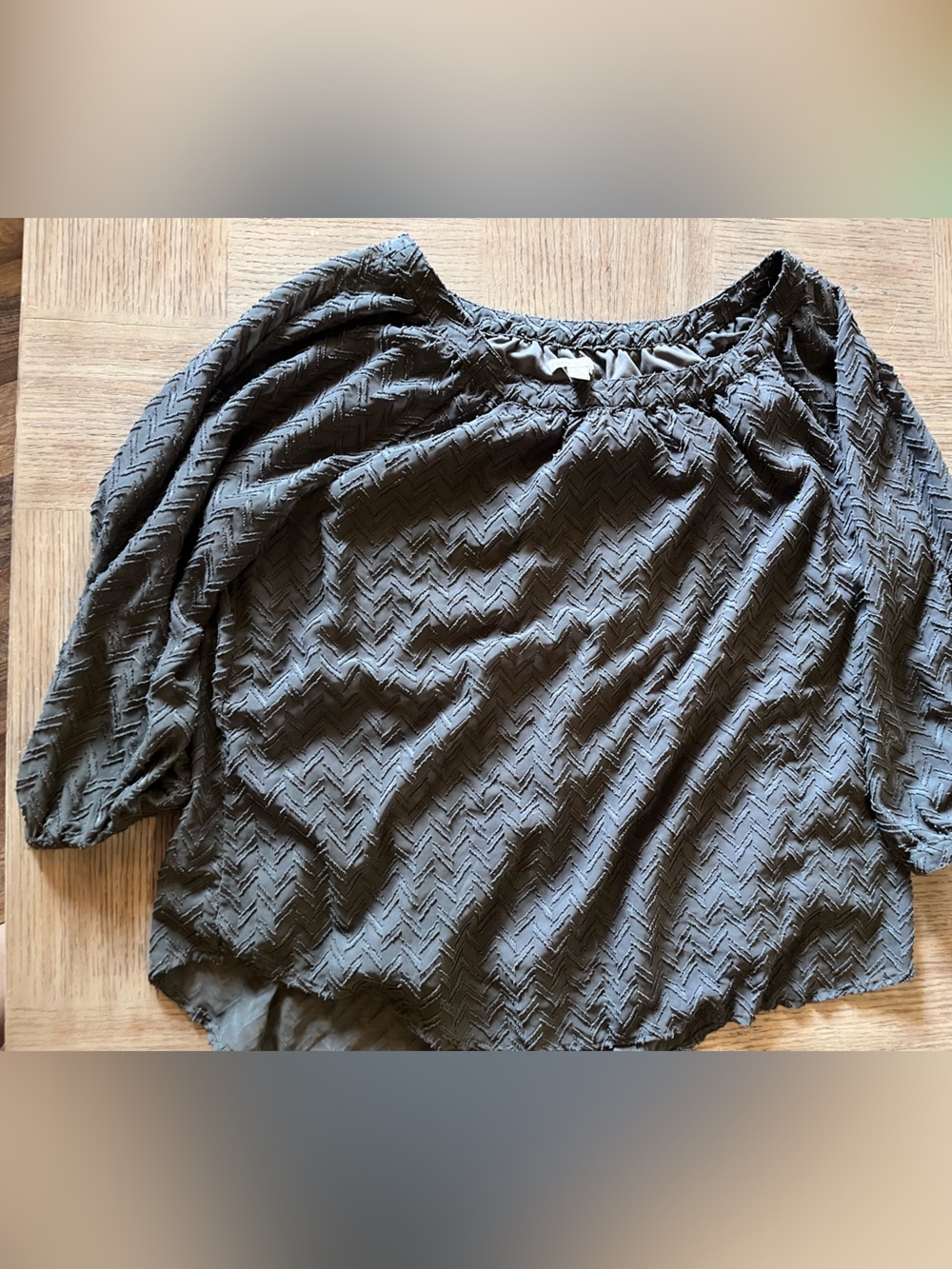 Cato Chevron Eyelash Textured Blouse Off Shoulder Balloon Sleeve Top - Size XL